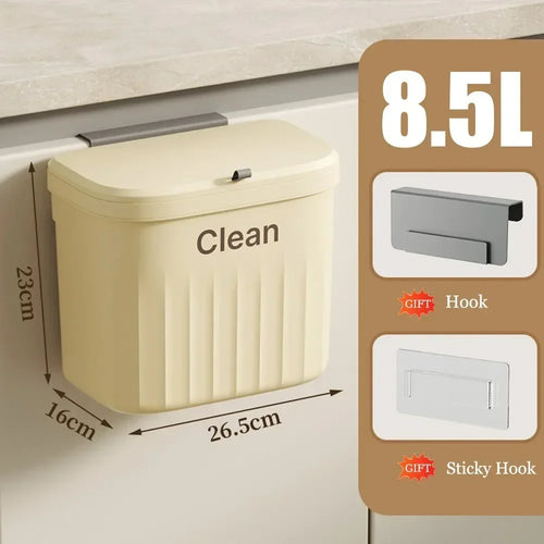 Poubelle à compost murale avec couvercle 8,5 L, beige