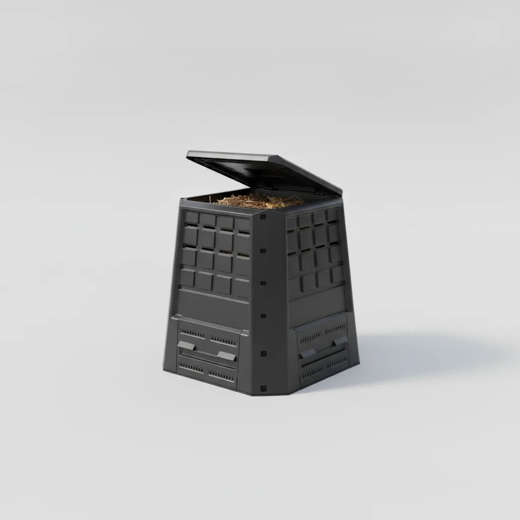 Composteur de jardin 380 L avec aérations réglables – Noir