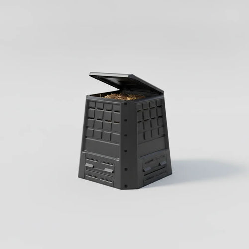 Composteur de jardin 380 L avec aérations réglables – Noir