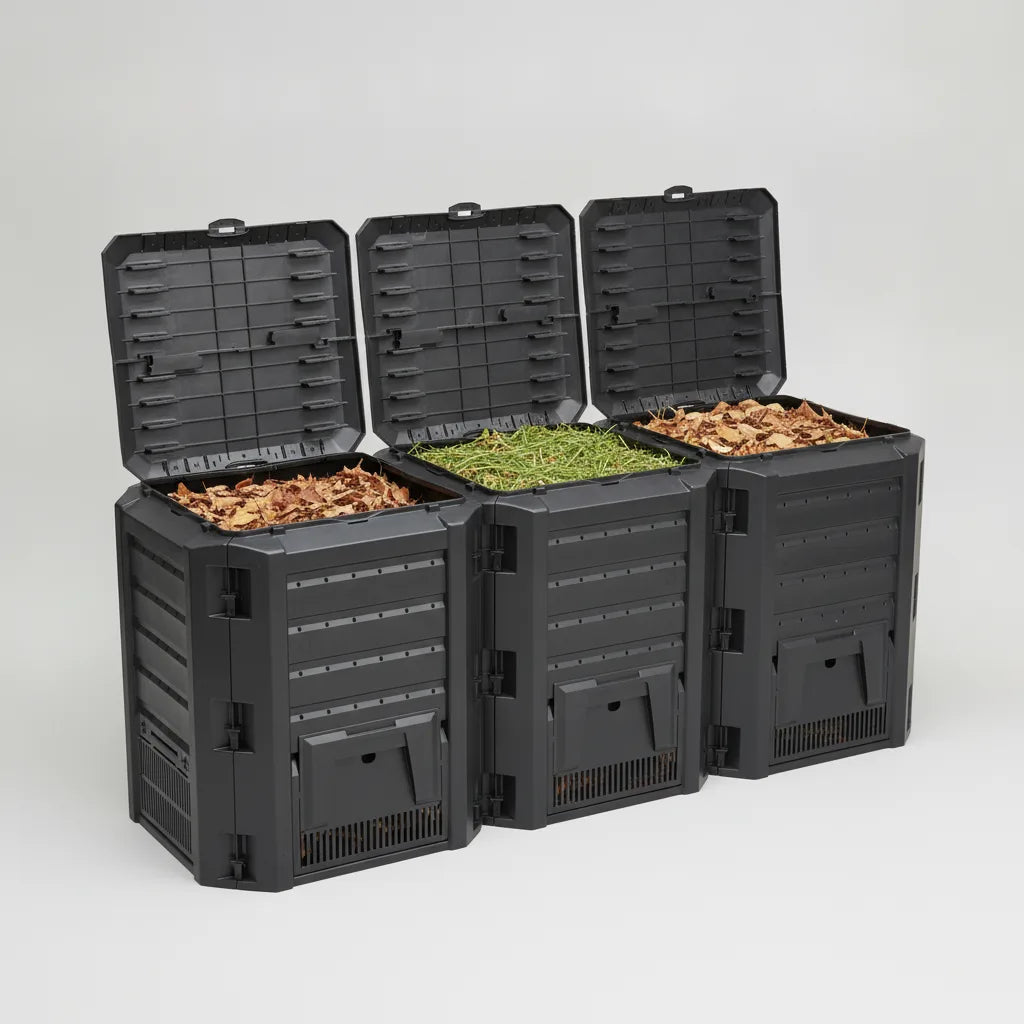 Composteur de jardin grande capacité 1200 L – Noir
