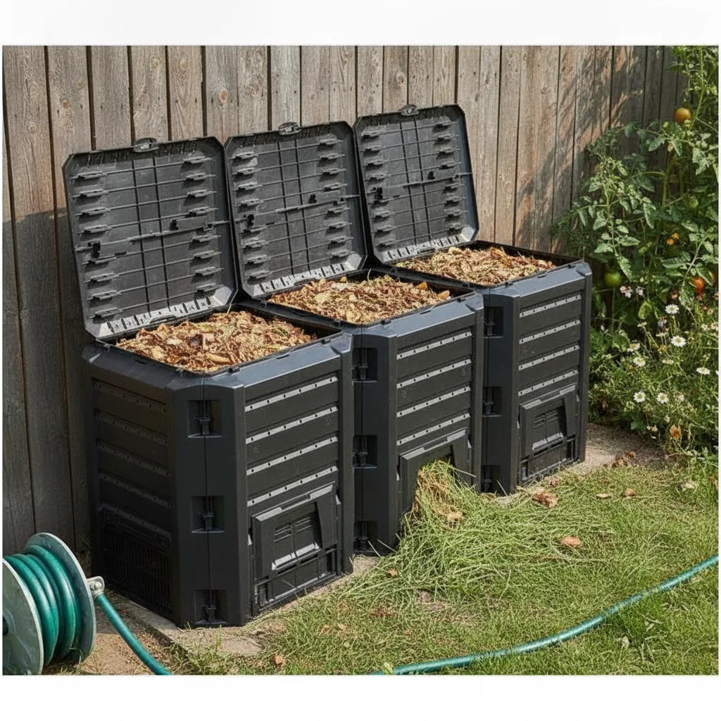 Composteur de jardin grande capacité 1200 L – Noir, photo 4 sur 4