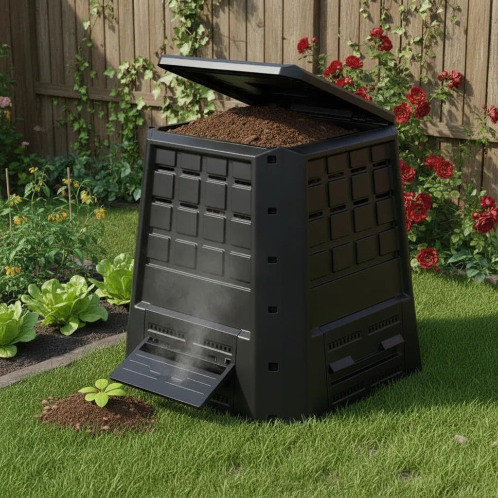 Composteur de jardin 380 L avec aérations réglables – Noir, photo 4 sur 4