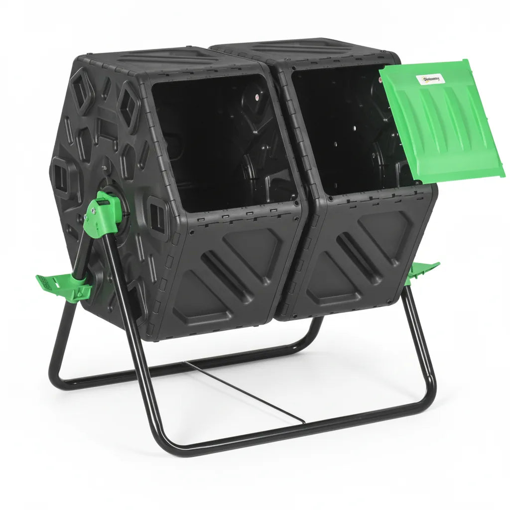 Composteur rotatif 130 L double chambre – Noir, photo 4 sur 4
